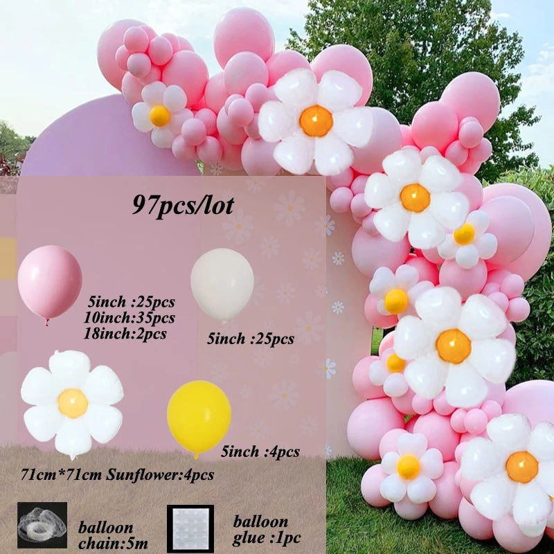 Mocsicka Balloon Arch daisy Chrysanthemum Balloons Set Party Decoration