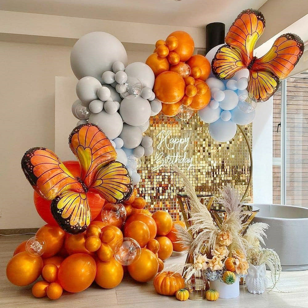 Mocsicka Balloon Arch Orange Butterfly Balloons Set Party Decoration-Mocsicka Party