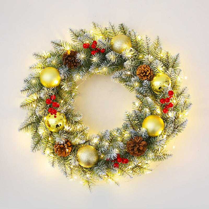 Mocsicka Party Christmas Wreath Gold Balls and Led Lights Christmas Decor-Mocsicka Party