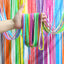 Mocsicka 2 Pieces Macaron Stitching Color Fringe Curtains Party Decorations Metallic Tinsel Curtain-Mocsicka Party