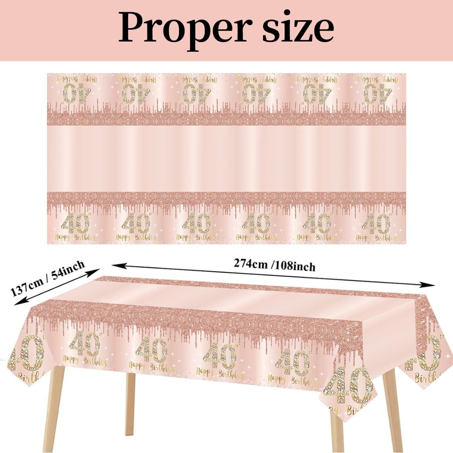 Mocsicka Pink Rose Gold Theme Print Tablecloths 137×274cm-Mocsicka Party