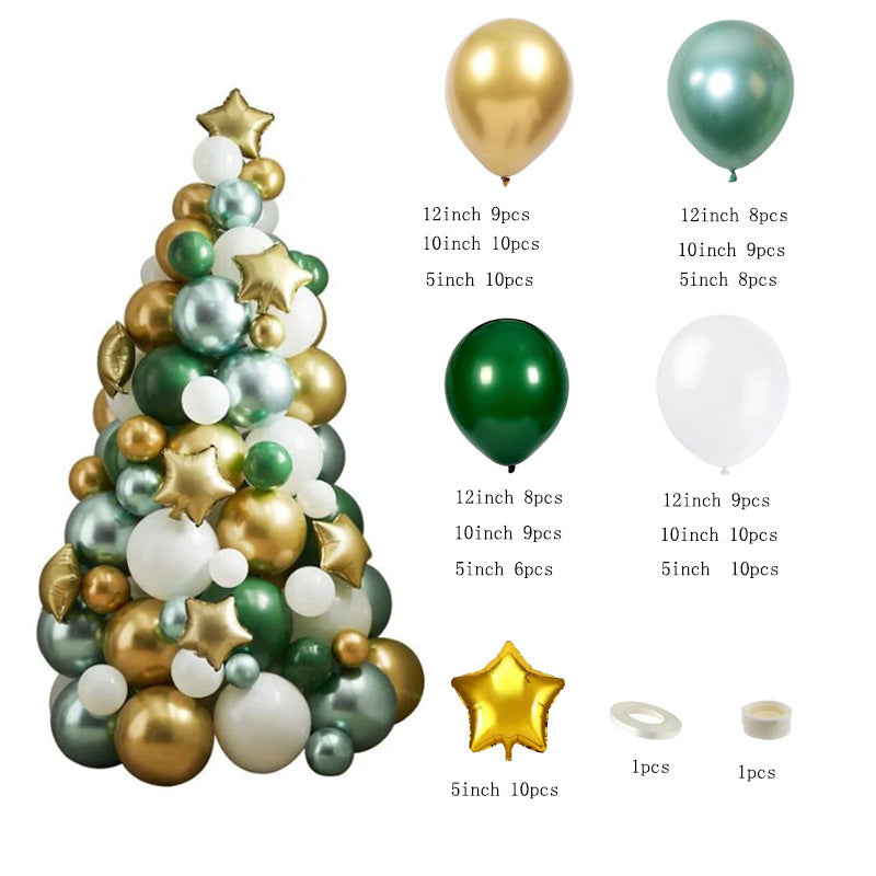 Mocsicka Christmas Tree Gold and Green Latex Balloon Arch Christmas Decor-Mocsicka Party