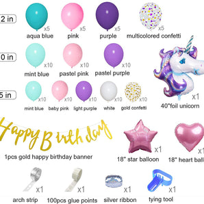 Mocsicka Balloon Arch Macaron Unicorn Balloon Set Party Decoration