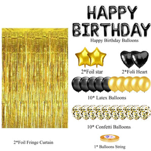 Mocsicka Balloon Arch Gold Black Balloon Set 2 Meters Rain Curtain Party Decoration