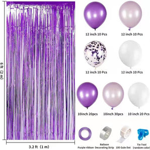 Mocsicka Balloon Arch Purple Balloon Set 2 Meters Rain Curtain Party Decoration