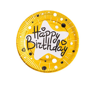 Mocsicka Happy Birthday Party 20pcs Yellow Plate 7 Inch 9 Inch Tableware-Mocsicka Party