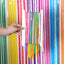 Mocsicka 2 Pieces Macaron Stitching Color Fringe Curtains Party Decorations Metallic Tinsel Curtain