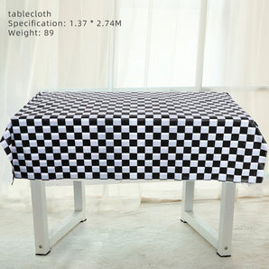 Mocsicka Party Black and White Chessboard Racing Theme Tableware