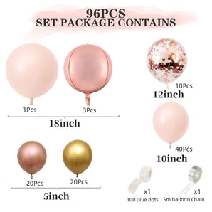 Mocsicka Pink Macaron Set Rose Gold Balloons Party Decoration