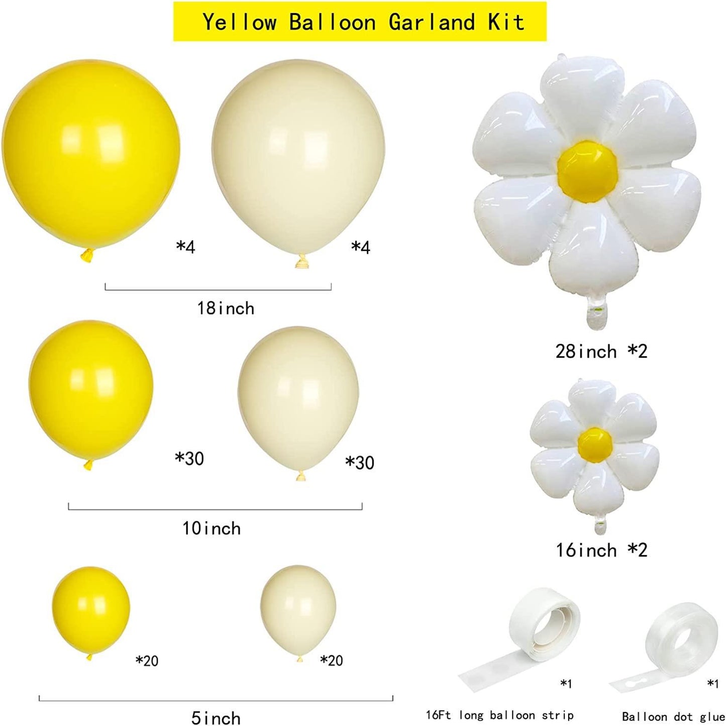 $19.9 Sale Mocsicka Balloon Arch Light Yellow daisy Chrysanthemum Balloons Set Party Decoration