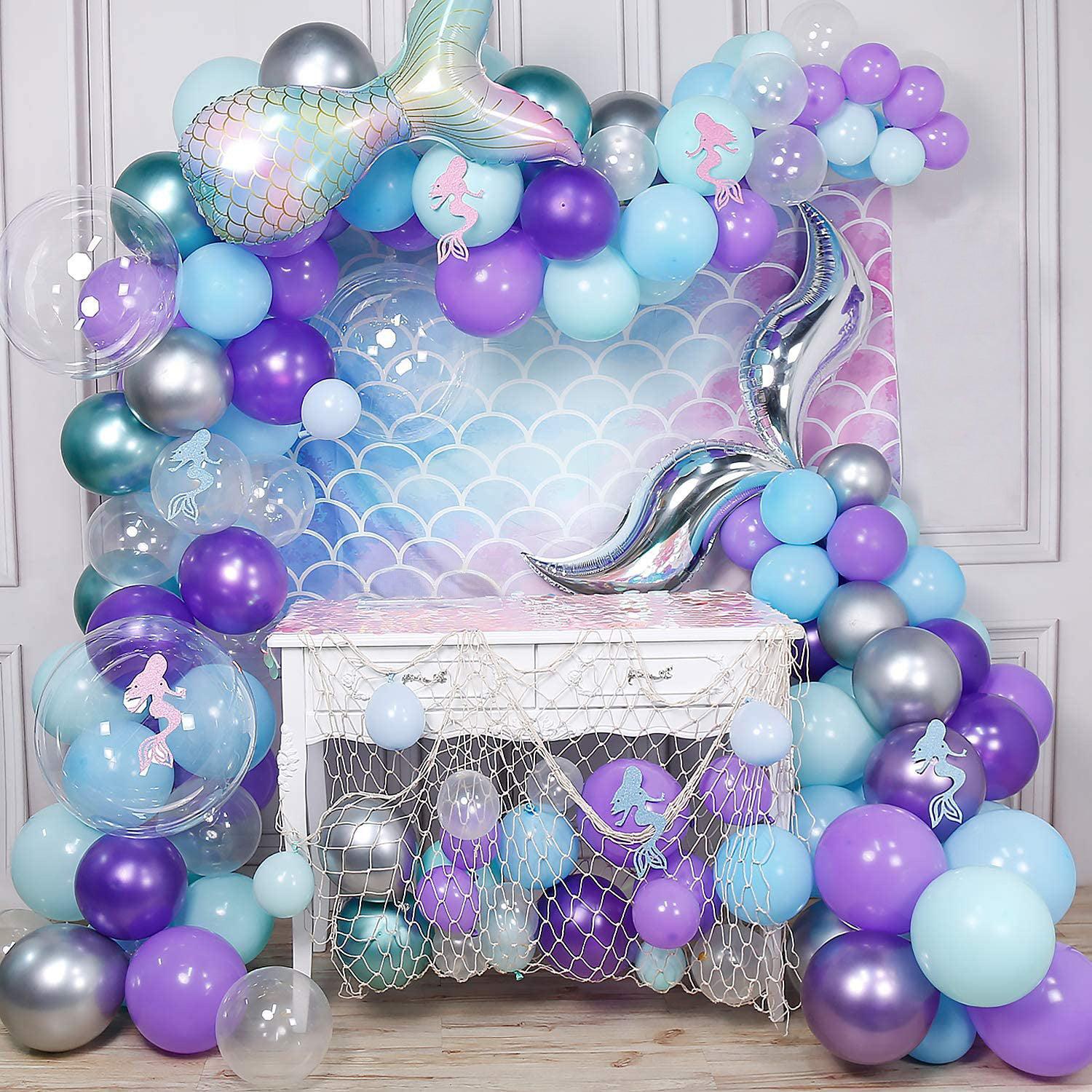 $9.9 Sale Mocsicka 134Pcs Mermaid Theme Balloon Garland Arch Birthday Party Balloon Decoration-Mocsicka Party