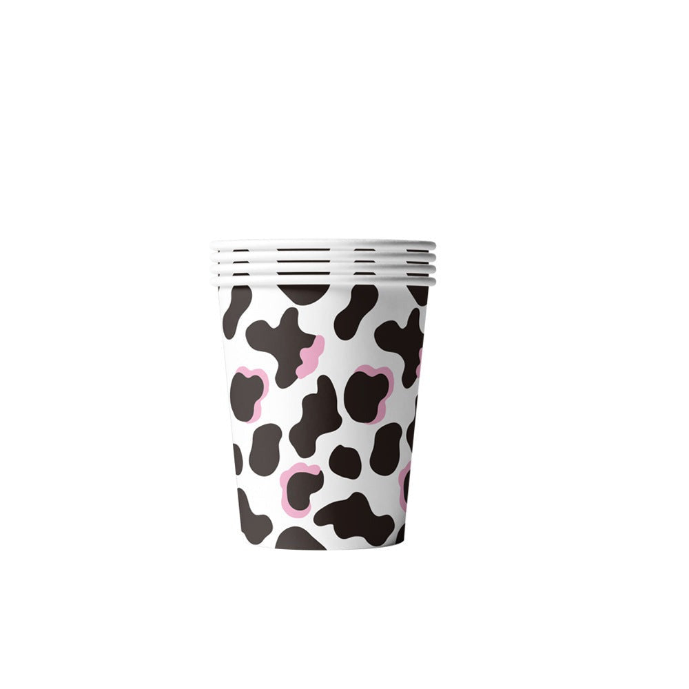 Mocsicka Party Black Pink Cow Farm Theme Tableware