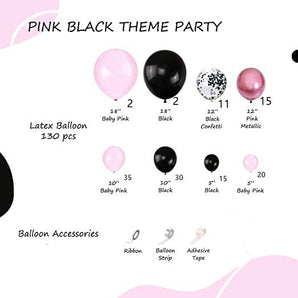 Mocsicka Balloon Arch Black Pink Balloons Set Party Decoration