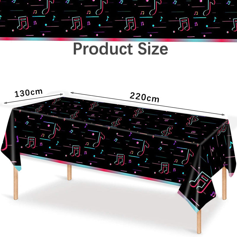 Mocsicka Party Musical Symbols Black Tablecloths 130x220cm