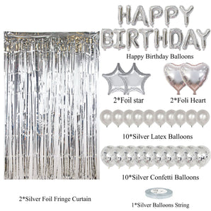 Mocsicka Balloon Arch Sliver Balloon Set 2 Meters Rain Curtain Party Decoration