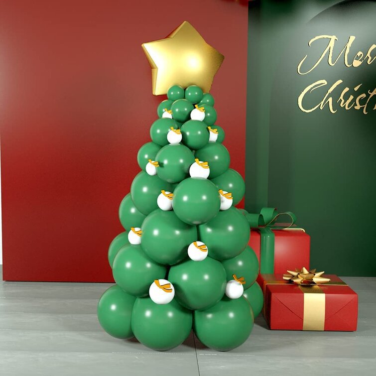 Mocsicka Balloon Arch 147Pcs Green and Red and Christmas Tree set Christmas Decor