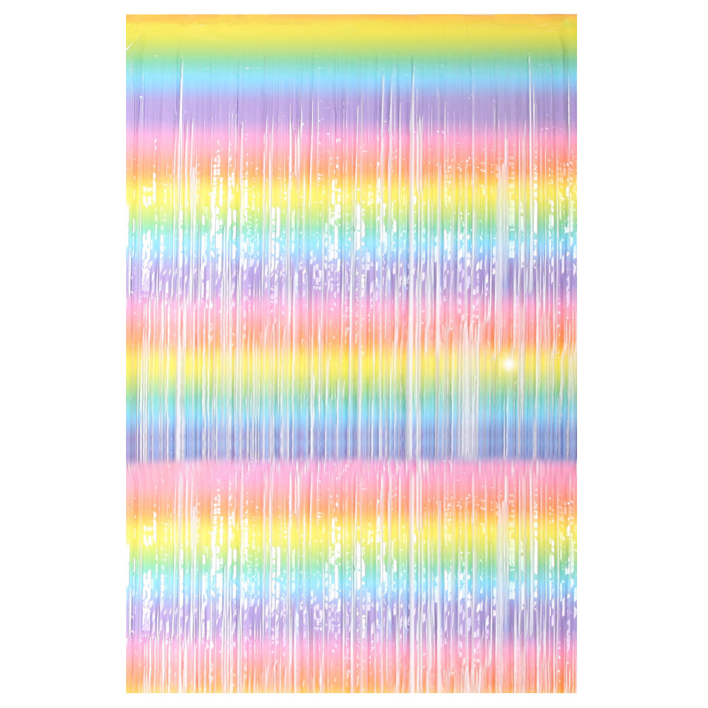 Mocsicka 2 Pieces Foil Rainbow Gradient Curtains Party Decorations Metallic Tinsel Curtain