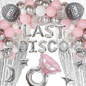 Mocsicka Balloon Arch Last Disco Bachelor Party Silver Pink Disco Balloons Set Party Decoration-Mocsicka Party