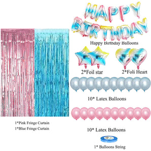 Mocsicka Balloon Arch Pink Blue Balloon Set 2 Meters Rain Curtain Party Decoration