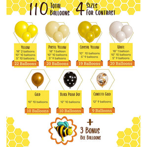 Mocsicka Balloon Arch Bee Theme Balloon Set Party Decoration