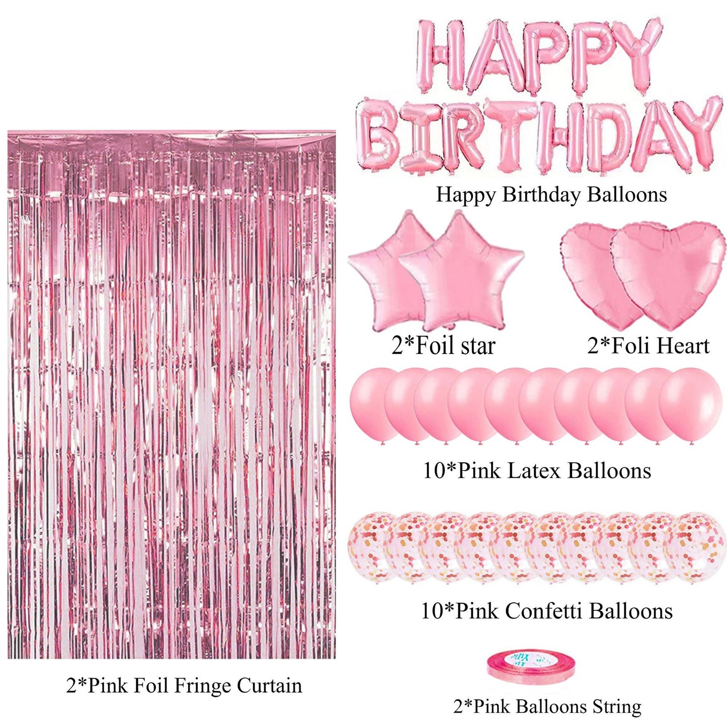 Mocsicka Balloon Arch Pink Balloon Set 2 Meters Rain Curtain Party Decoration