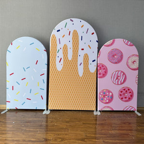 Mocsicka Custom Ice Cream Double-printed Chiara Cover Backdrop for Kid's Birthday Party-Mocsicka Party