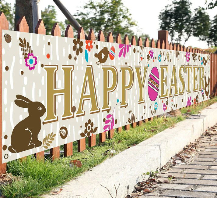 Mocsicka Party Rabbit Happy Easter Banner 3m×50cm-Mocsicka Party
