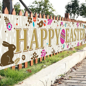 Mocsicka Party Rabbit Happy Easter Banner 3m¡Á50cm-Mocsicka Party