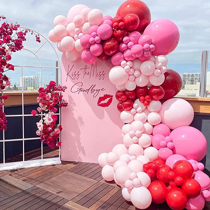 Mocsicka Balloon Arch Valentine's Day Rose Red Balloon Set Party Decoration-Mocsicka Party