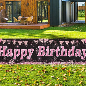 Mocsicka Party Pink Happy Birthday Banner 2.5m¡Á50cm-Mocsicka Party