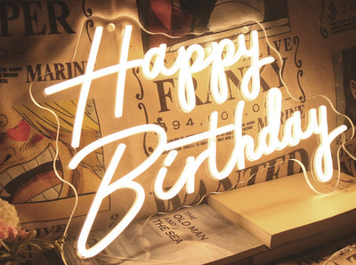 Mocsicka Party Happy Birthday Neon Lights Party Decor 19.6"x13.4"-Mocsicka Party