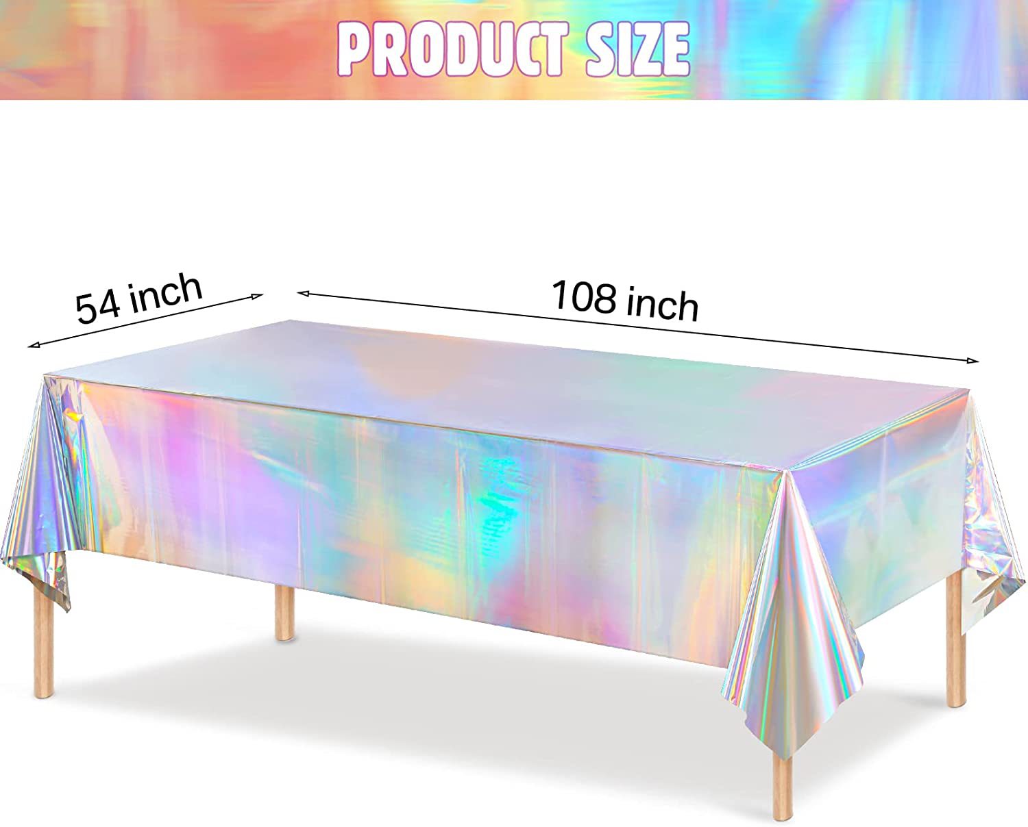 Mocsicka Laser Rainbow Theme Print Tablecloths 137×274cm-Mocsicka Party