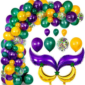 Mocsicka Balloon Arch Carnival Dark Green Purplish Gold Balloons Set Party Decoration-Mocsicka Party