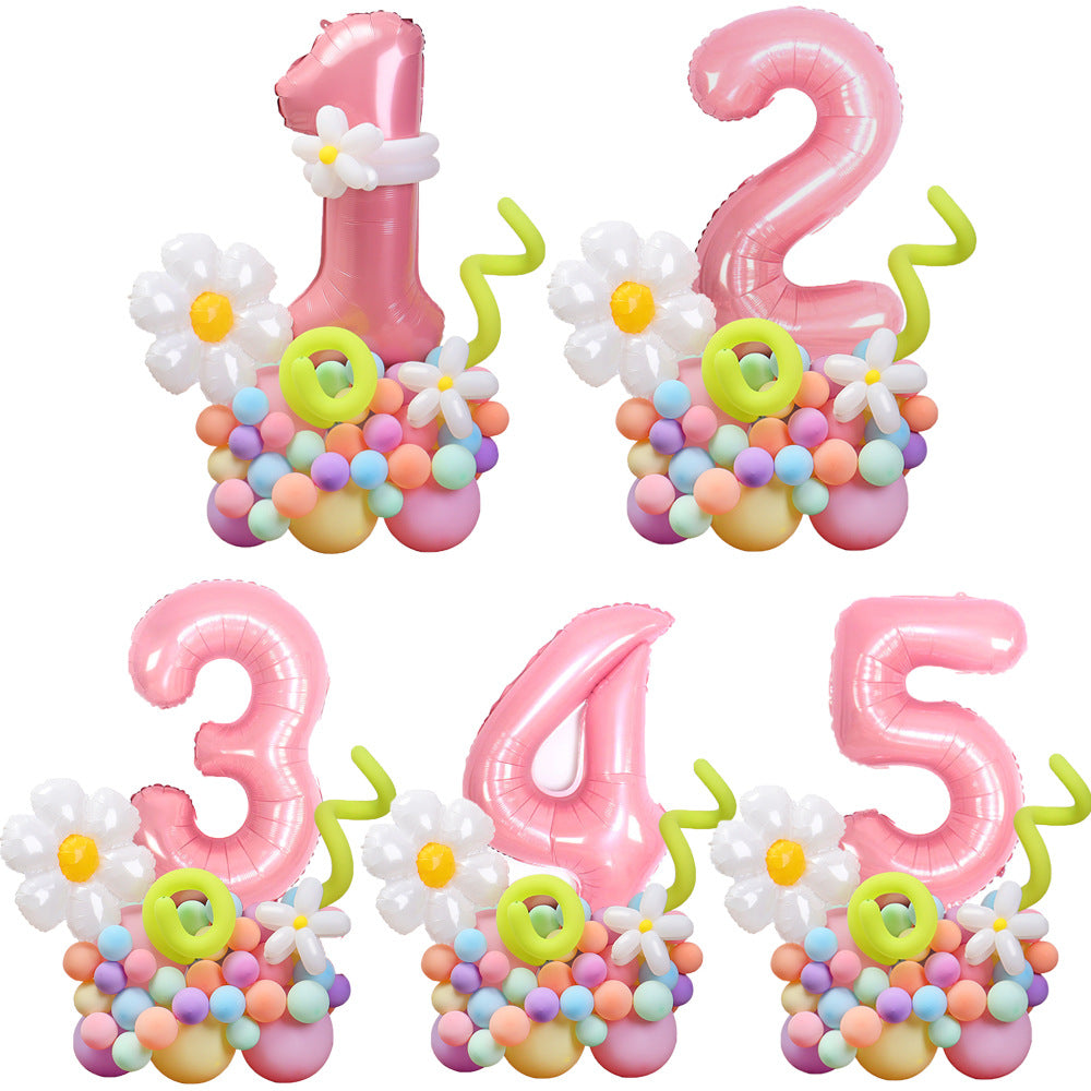 Mocsicka Daisy Balloon Arch Set Macaron Color Balloon 40 Inch 1-9 Digital Party Decoration-Mocsicka Party