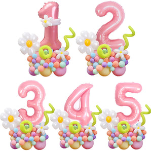 Mocsicka Daisy Balloon Arch Set Macaron Color Balloon 40 Inch 1-9 Digital Party Decoration-Mocsicka Party