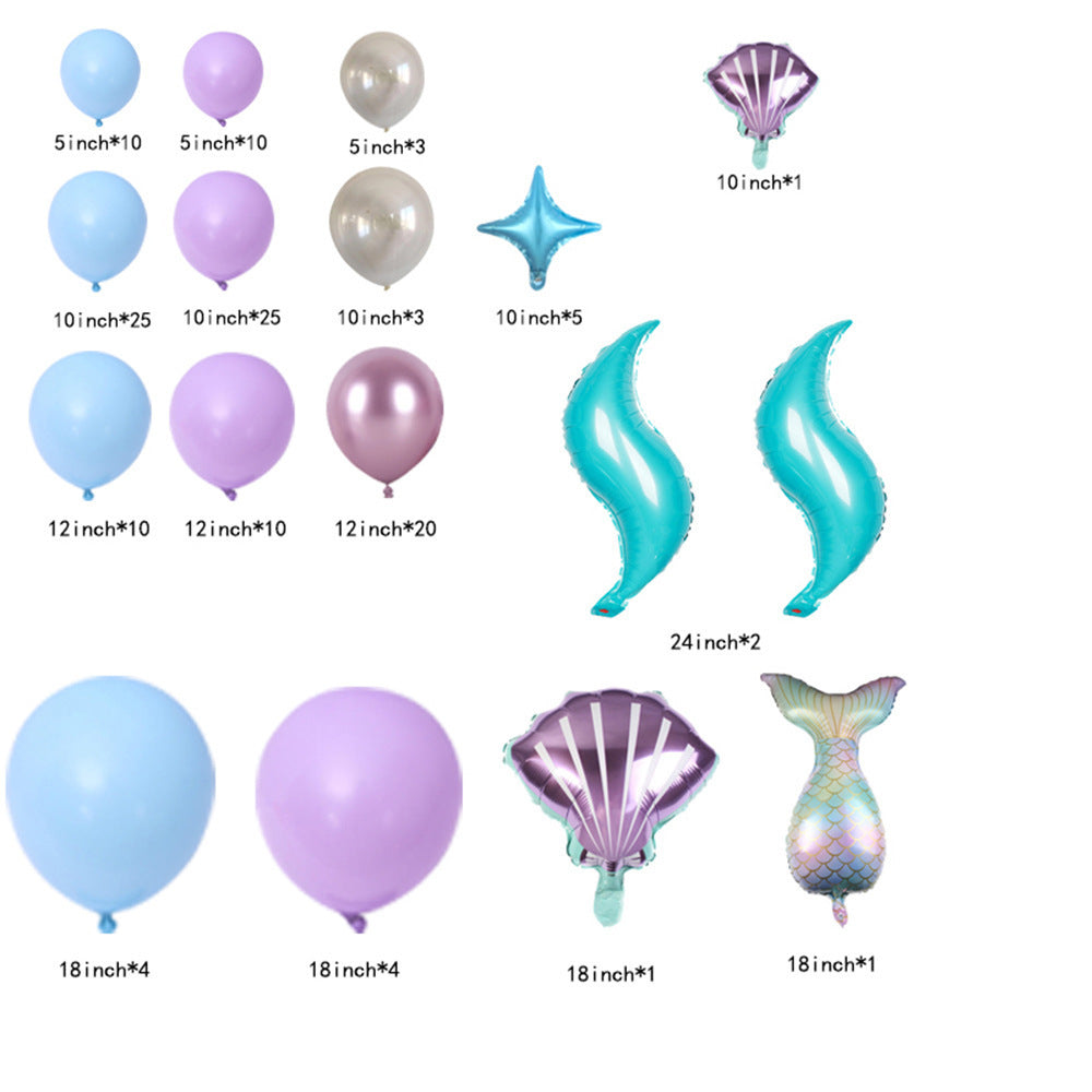$9.9 Sale Mocsicka 134Pcs Mermaid Theme Balloon Garland Arch Birthday Party Balloon Decoration