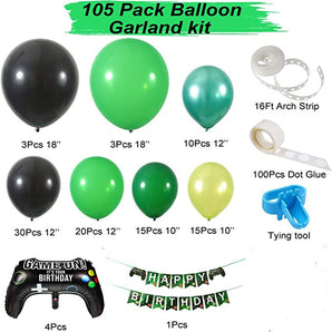 Mocsicka Balloon Arch Video Game Green Black Balloons Set Party Decoration-Mocsicka Party