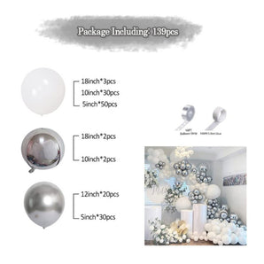 Mocsicka Wedding Party Metallic Silver White Balloon Party Decoration