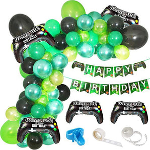 Mocsicka Balloon Arch Video Game Green Black Balloons Set Party Decoration