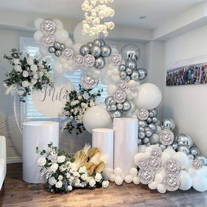 Mocsicka Wedding Party Metallic Silver White Balloon Party Decoration-Mocsicka Party