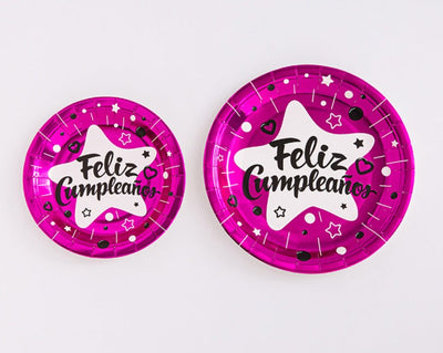 Mocsicka Happy Birthday Feliz Anivers¨¢rio Party 20pcs Colorful Plate 7 Inch 9 Inch Tableware-Mocsicka Party