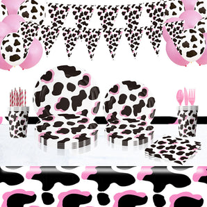 Mocsicka Party Black Pink Cow Farm Theme Tableware-Mocsicka Party
