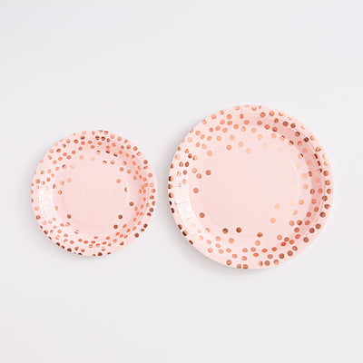 Mocsicka Happy Birthday Party 20pcs Pink Dots Plate 7 Inch 9 Inch Tableware-Mocsicka Party