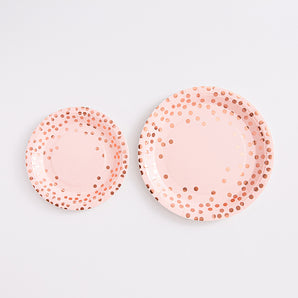 Mocsicka Happy Birthday Party 20pcs Pink Dots Plate 7 Inch 9 Inch Tableware-Mocsicka Party