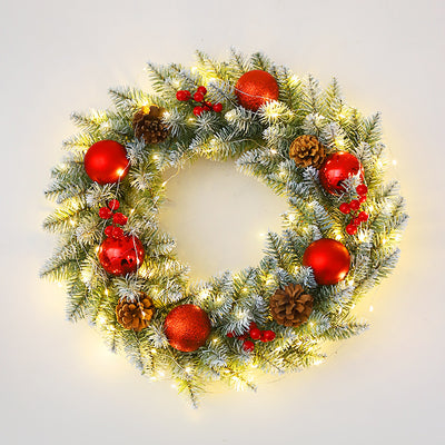 Mocsicka Party Christmas Wreath Red Balls and Led Lights Christmas Decor-Mocsicka Party