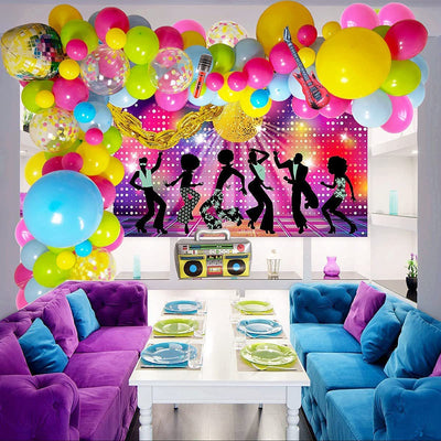 Mocsicka Retro Returns to 80s90s Themed Electric Guitar Disco Balloon Set Party Decoration-Mocsicka Party