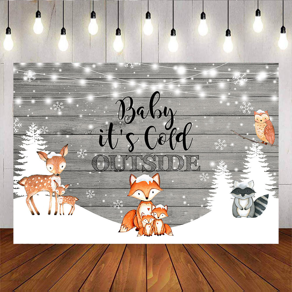 Mocsicka Little Animals Winter Snow Scene Baby Shower Background-Mocsicka Party