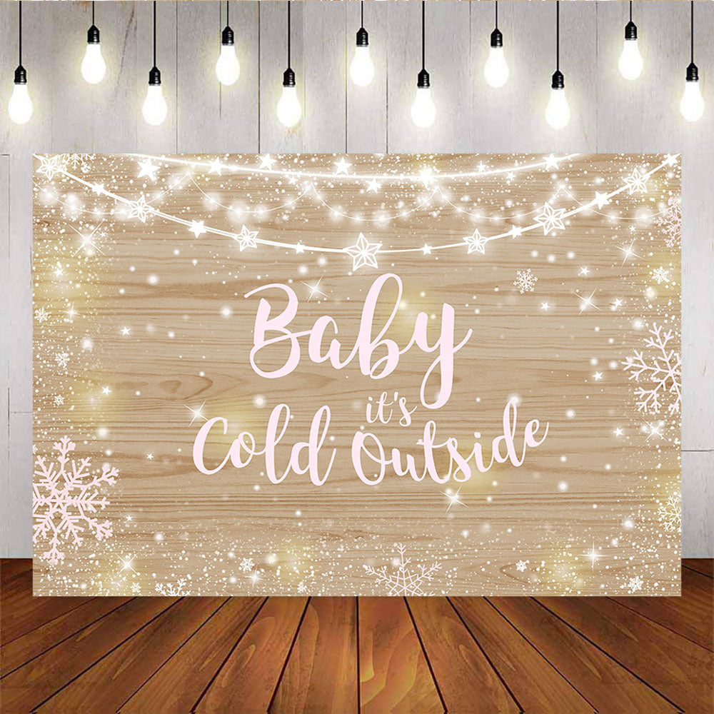 Mocsicka Snowflakes Glowing Dots Baby Shower Wooden Floor Background-Mocsicka Party