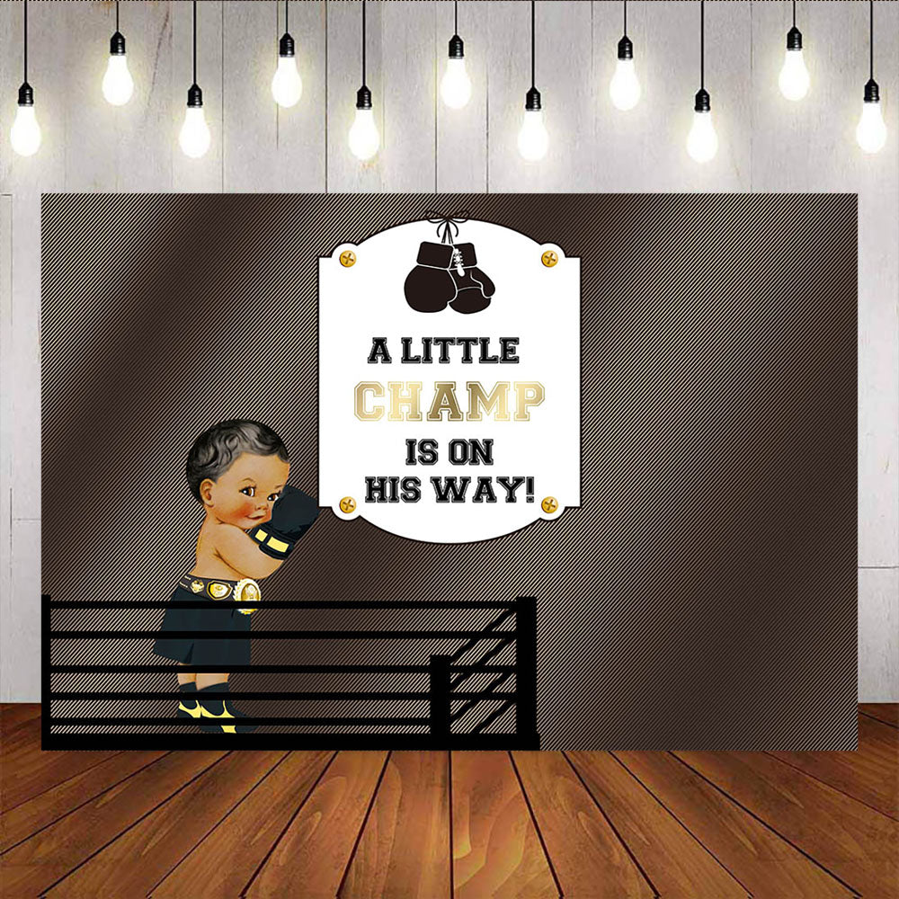 Mocsicka A Little Champ is on His Way Boxing Show Baby Shower Back Drops-Mocsicka Party