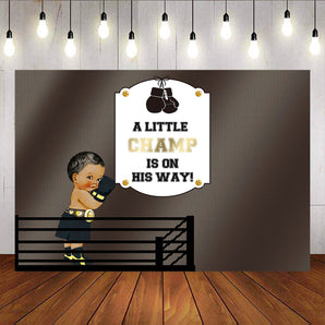 Mocsicka A Little Champ is on His Way Boxing Show Baby Shower Back Drops-Mocsicka Party